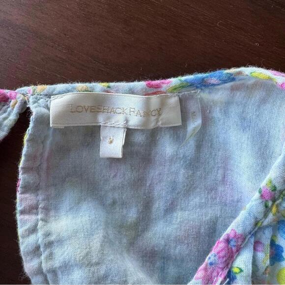 LoveShackFancy Natasha Blue Ditsy Floral Tiered Mini Dress Size M - Picture 14 of 14